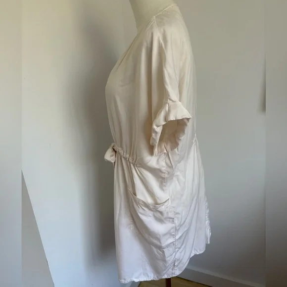 Zara Cream Button-Down Dress with Tie Waist - Picture 4 of 6